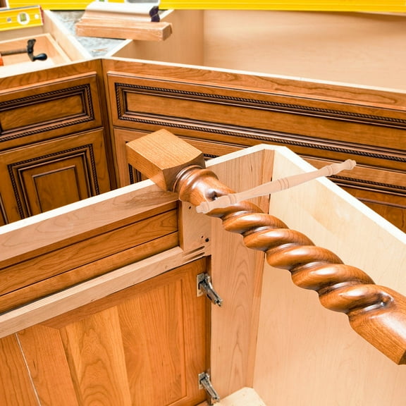 CIMAXIC 2Pcs Beige Wood Stair Balusters with Roman Pillar Design for Home Decoration