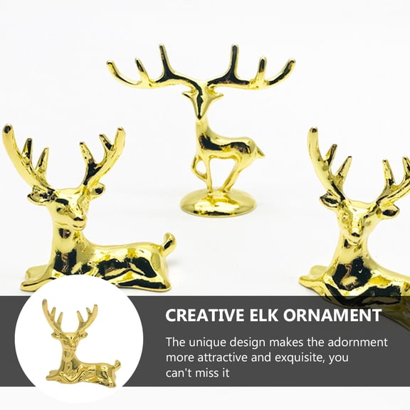 CIMAXIC Set of 2 Elegant Elk Lid Decorations for Table, Deer Figurines for Desktop Display and Home Decor