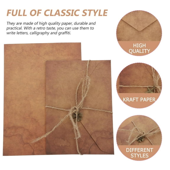 CIMAXIC 3 Sets Retro Style Envelope Set and Writing Paper for Creative Confessions