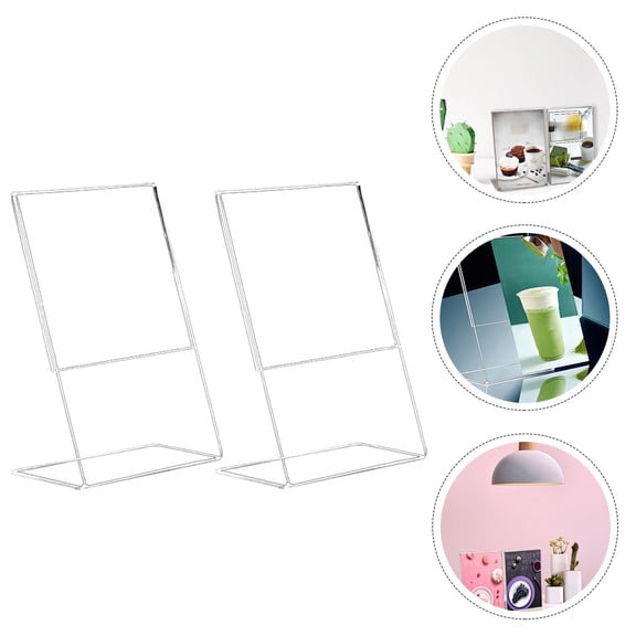 CIMAXIC 3Pcs Acrylic Label Holder Transparent Desktop Stand for Photo and Paper Display