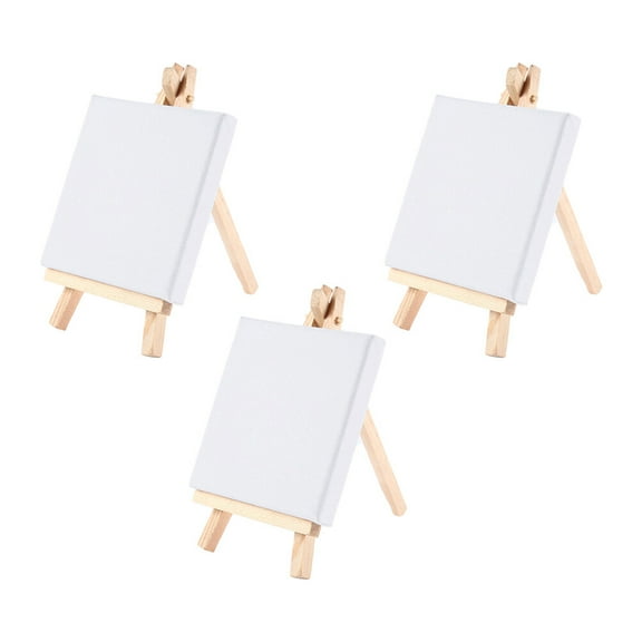 CIMAXIC 3Pcs Small Easel For Kids White Wooden Triangle Adornment DIY Landscape