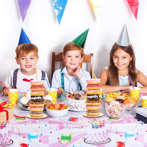 CIMAXIC 3Pcs Wooden Donut Stand with Assorted Colors for Party Display and Candy Decorations