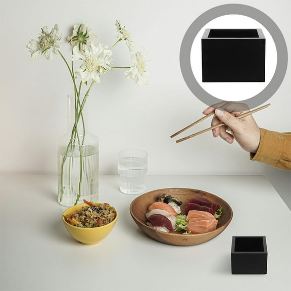 CIMAXIC 3Pcs Wooden Sake Cup Black Square for Family Gatherings 11 8 In