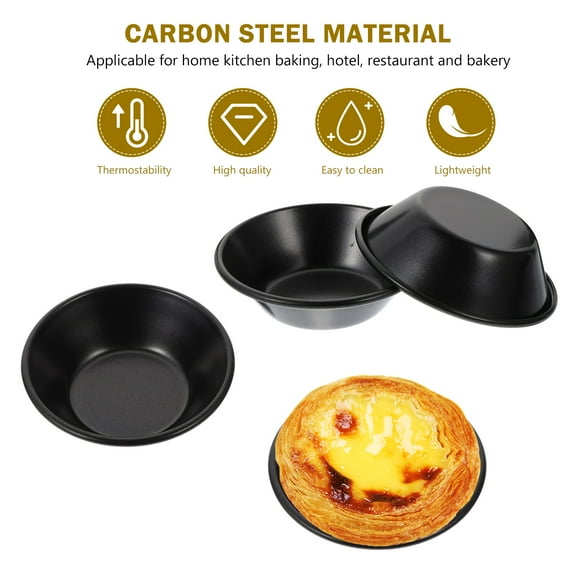 CIMAXIC 4Pcs Multipurpose Baking Molds Carbon Steel Black Non Stick for Kitchen Use