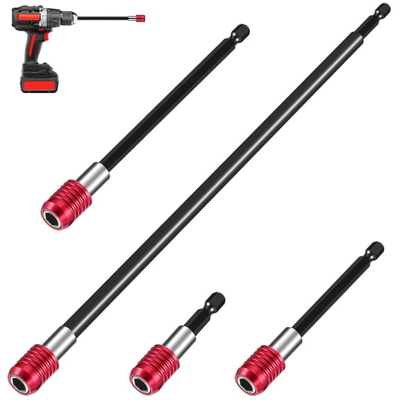 CIMAXIC 4 Pcs Threaded Telescopic Rod Extension Kit Alloy Black For Mechanics And Handyman