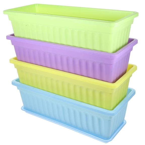 CIMAXIC Rectangle Planting Container Resin Blue 4 Sets