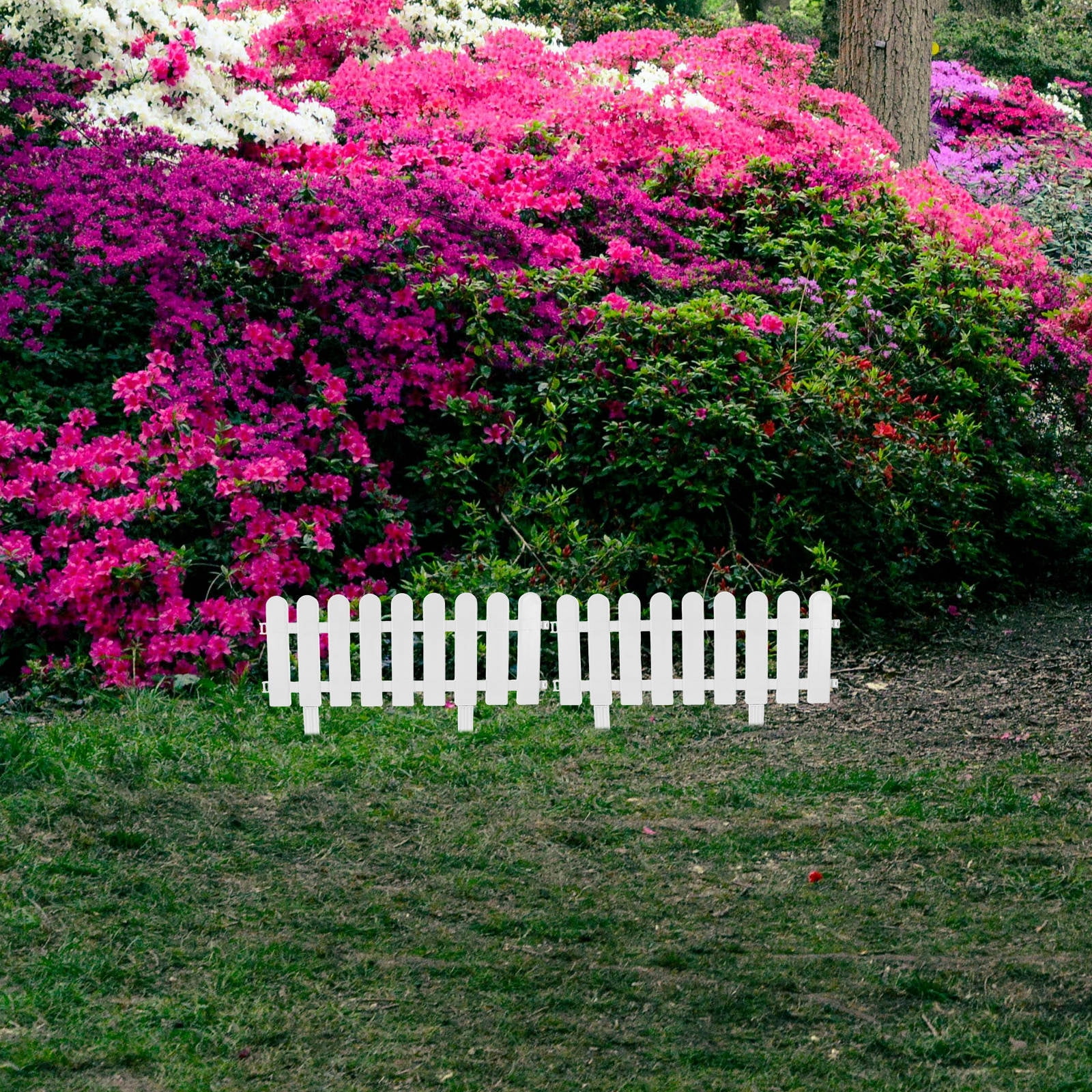CIMAXIC 4 Sets White Plastic Fences for Hotel Garden Fencing Decorative Outdoor