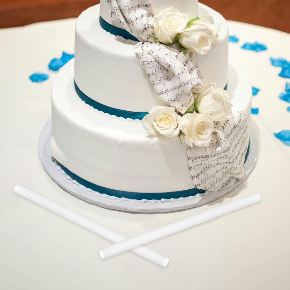 CIMAXIC 48Pcs Plastic Cake Construction Rods for Layered Cakes with Floating Secure Stacking