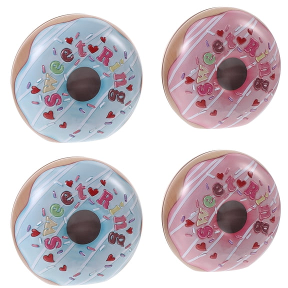 CIMAXIC 4Pcs Assorted Color Donut Shaped Tinplate Wedding Candy Boxes for Wrapping