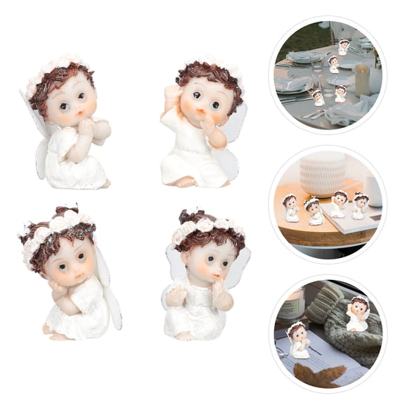 CIMAXIC Angel Decor Resin White Figurine for Home Office Desk Adornment Fashionable Creative Design 4Pcs