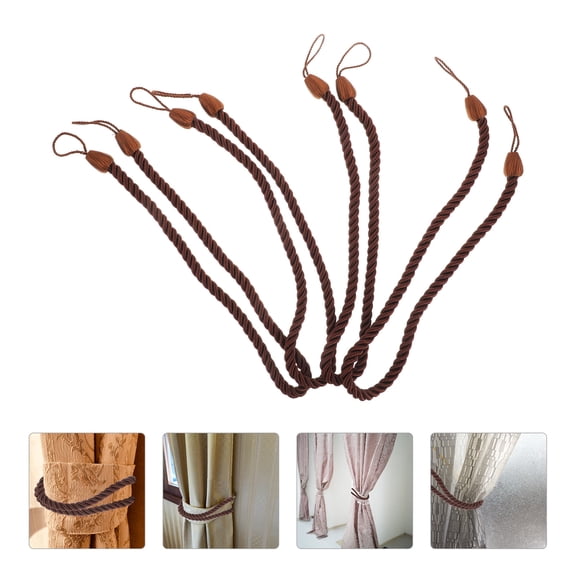 CIMAXIC Rustic Braided Curtain Holdback Ties Coffee 4Pcs