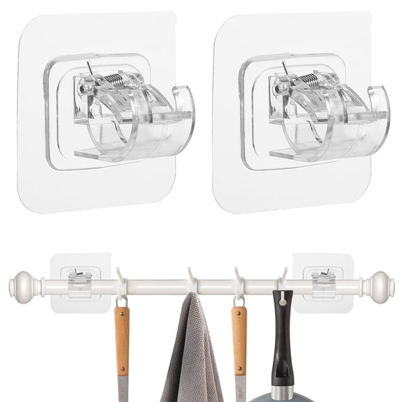 CIMAXIC Curtain Rod Support Bracket Curtain Rod Storage Holders Transparent Spring 4Pcs