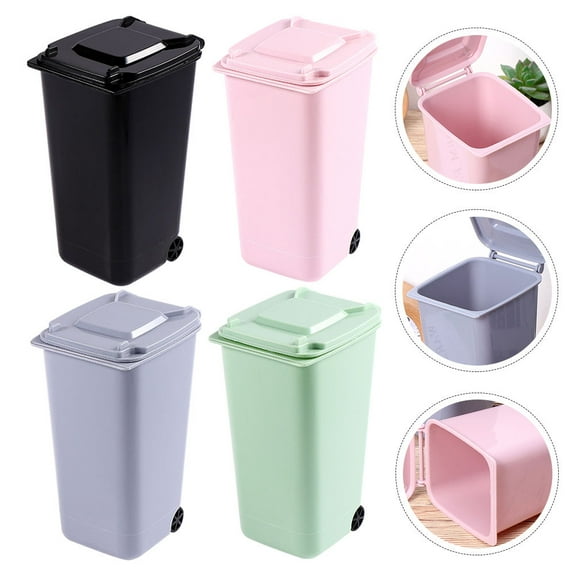 CIMAXIC 4Pcs Desktop Garbage Barrels Clamshell Design Small Wastebasket for Kitchen