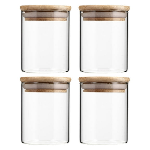 CIMAXIC 4Pcs Glass Food Storage Jars Assorted Color Leak-proof Cylinder Kitchen Utensil