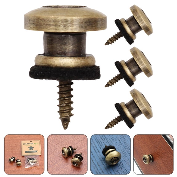 CIMAXIC 4Pcs Guitar Strap Button Lock Golden Iron and Felt for Ukulele and Mandolin 1.4x2.1cm