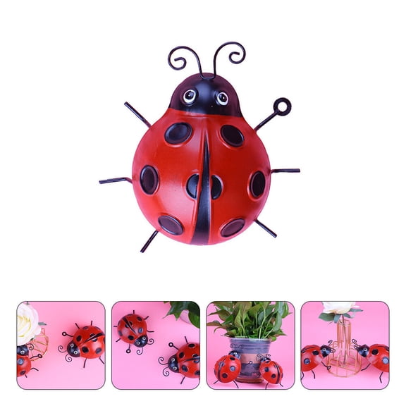 CIMAXIC 4pcs Ladybug Decoration for Room Wall Art Ornaments in Craft Style