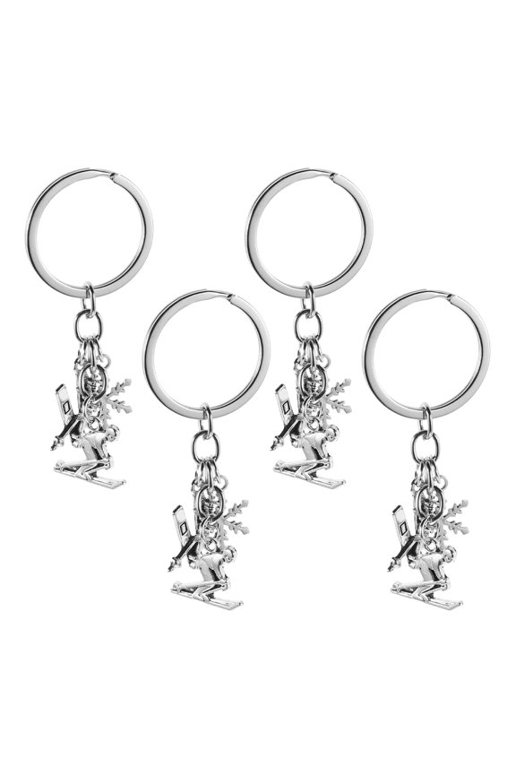 4-Pack Metal Snowflake Keychains Winter Bag Charms for Ski and Outdoor Enthusiasts