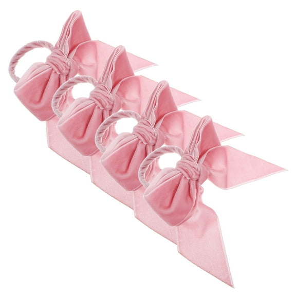 CIMAXIC 4Pcs Pink Bow Napkin Holder Ring Elegant Napkin Rings for Wedding Party Home Dining
