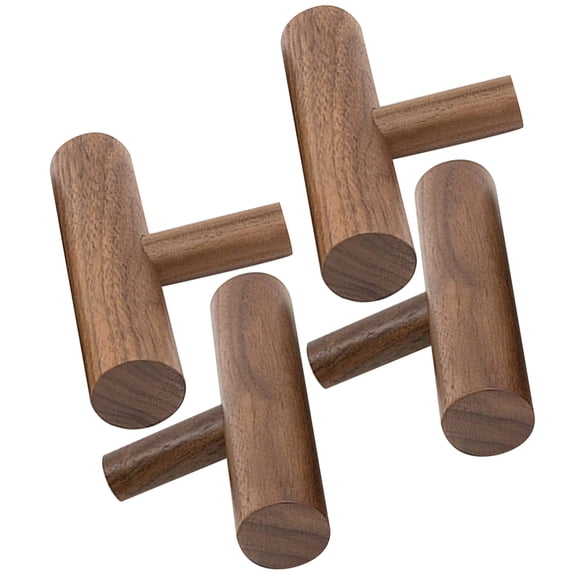CIMAXIC 4Pcs Wood Towel Hooks T-shaped for Bathroom and Entryway Rustic Style
