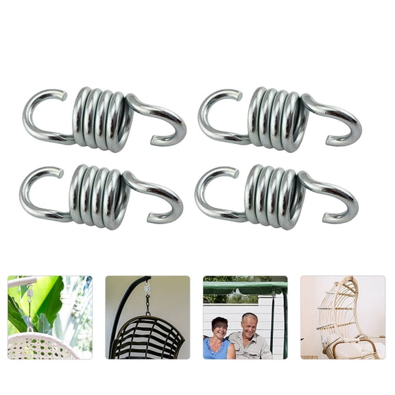 CIMAXIC 4Set Silver Hammock Swing Chair Hanger Springs for Home Use 11.3X1.6In