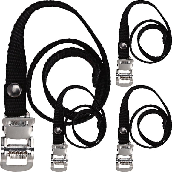 CIMAXIC 4Pcs Adjustable Black Nylon Bike Pedal Straps with Buckle for Secure and Comfortable Cycling