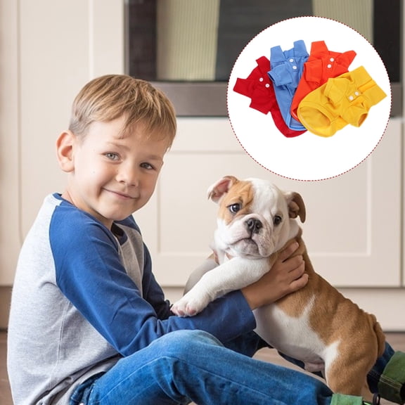 CIMAXIC Set of 4 Cute Dog Shirts, Washable and Reusable Pet Clothes, Safe and Ideal for Parties