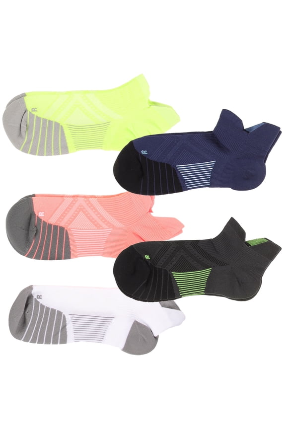 5 Pairs per Set Running Socks for Women in Fluorescent Green U Shaped and Anti Slip