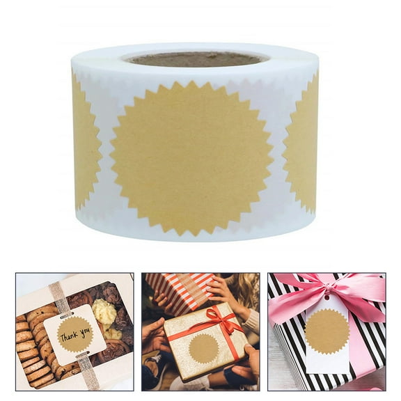 CIMAXIC 500 Pieces Kraft Paper Sealing Stickers Blank Design Khaki Labels for Biscuit Bags and Packaging