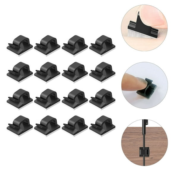 CIMAXIC 50Pcs Self Adhesive Hook Black Cable Clips for Decoration and Wire Management Indoor Outdoor