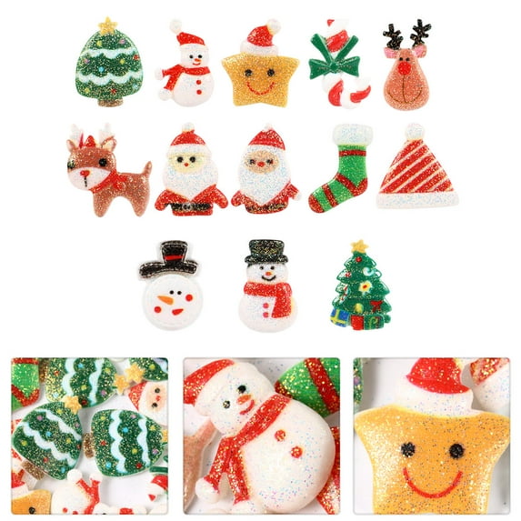 CIMAXIC 50pcs Christmas Resin Decorations for Mobile Phone Cases and Hairpins Craft Materials