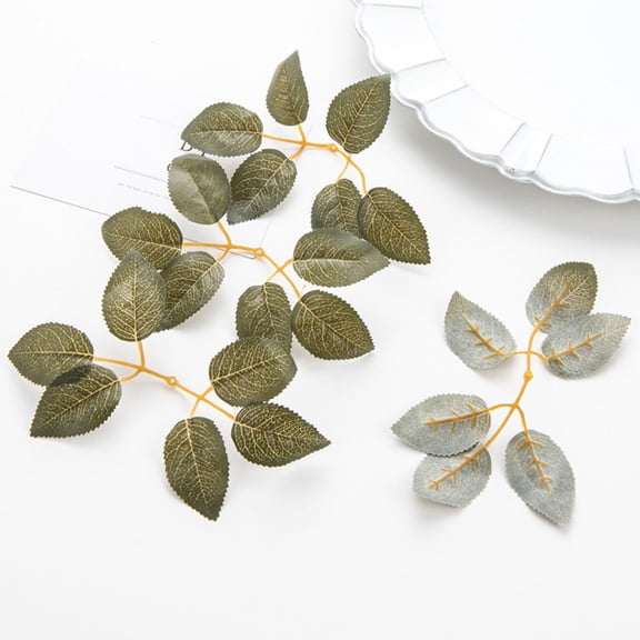 CIMAXIC 50Pcs Brown Artificial Fabric Leaves for DIY Flower Making Realistic Rose Petals and Calyx Craft Supplies