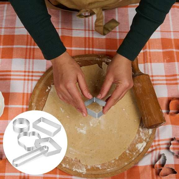 CIMAXIC 5Pcs Silver Stainless Steel Tart Ring Set Perforated for Baking Cakes and Pastries