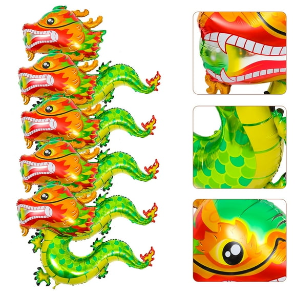 CIMAXIC 5Pcs Spring Festival Hanging Green Aluminum Film Balloons for Party Organizers