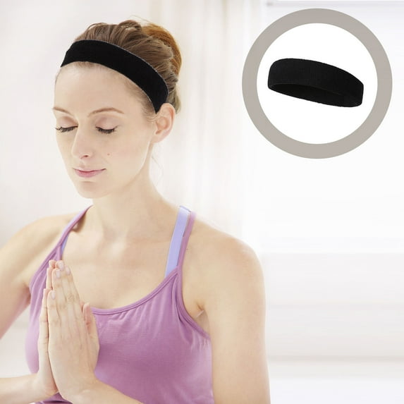 CIMAXIC 5Pcs Stylish Black Fitness Headbands Sweat Absorbing Portable Yoga Hair Bands