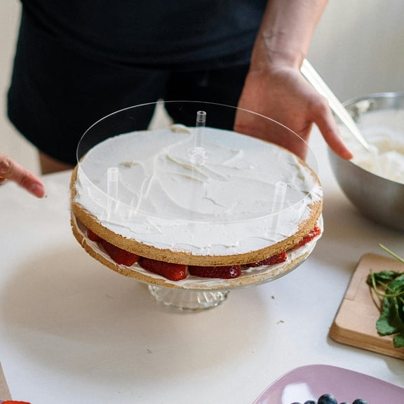 CIMAXIC Plastic Cake Dowel Rods White 5Sets 6.3x6.3x0.5In