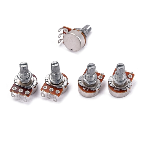 CIMAXIC 5pcs Potentiometers Split Shaft Brass Brown for Guitar Bass Musical Instrument