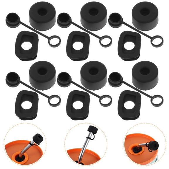 CIMAXIC Silicone Spill Stopper Lid Cover Black 6Pcs 0.8*0.8*0.4In