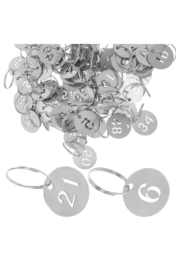 60Pcs Stainless Steel Hollowed Round Number Tags Metal Key Identifiers for Event and Locker Use