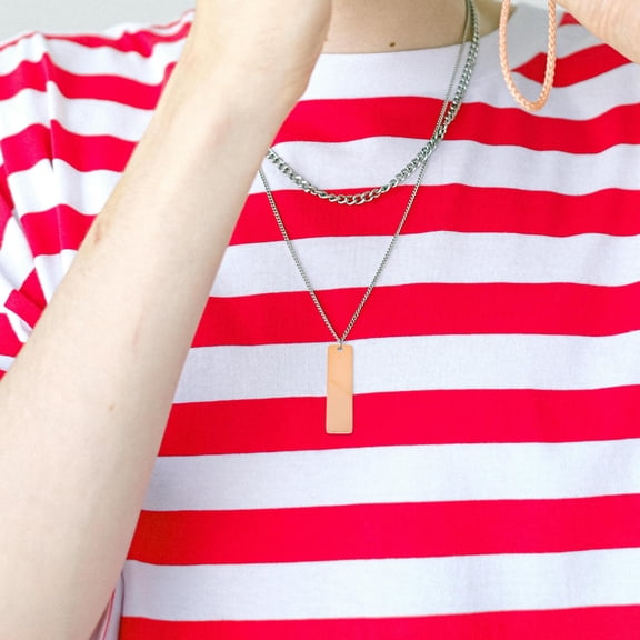 CIMAXIC 6PCS Rectangle Tag Titanium Steel Rose Engravable for DIY Engraving and Pieces