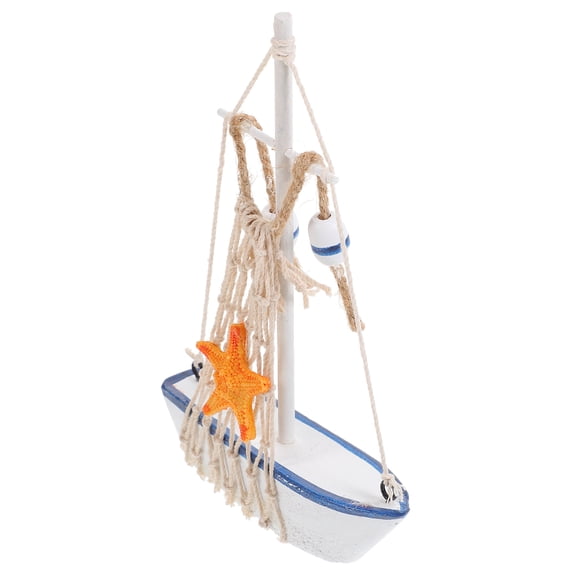 CIMAXIC Wooden Sailboat Decoration Mediterranean Style Multicolor Nautical Tabletop Decor