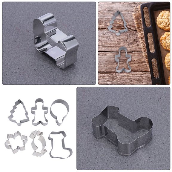 CIMAXIC 6pcs Christmas Tree Cookie Mold for Baking with Steel for Parties