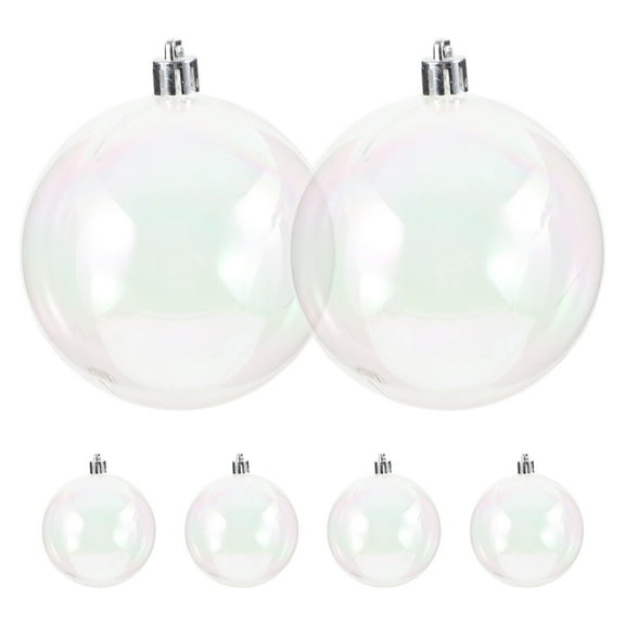 CIMAXIC 6Pcs Clear Iridescent Plastic Ornaments For Crafts Wedding Decorations 3In
