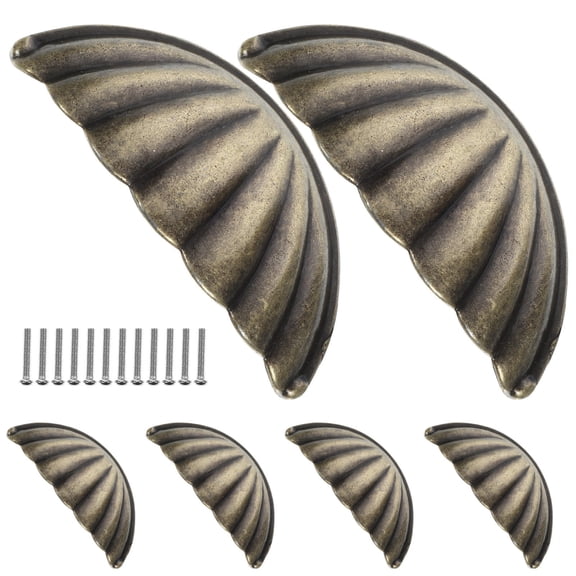 CIMAXIC 6Pcs Golden Semi Circular Knobs Vintage Style Cabinet Hardware