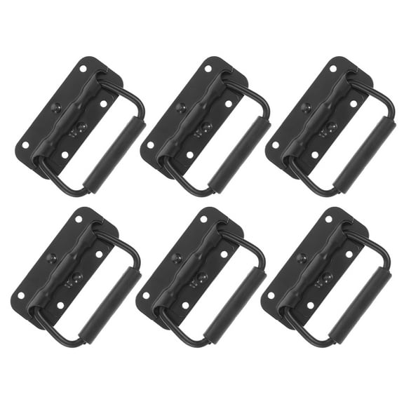 CIMAXIC 6Pcs Black Metal Spring Loaded Handles Easy Install Heavy Duty Case Hardware Replacement