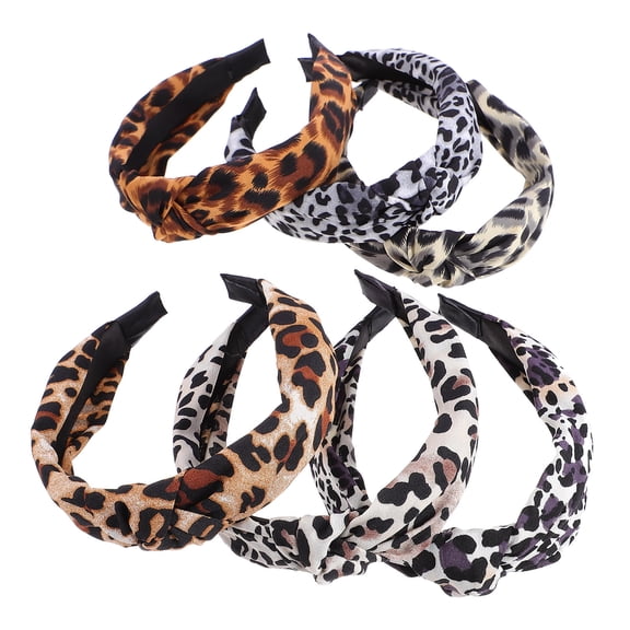 CIMAXIC 6Pcs Leopard Printed Hairband Knot Headband Fabric Wrapped Hair Accessories
