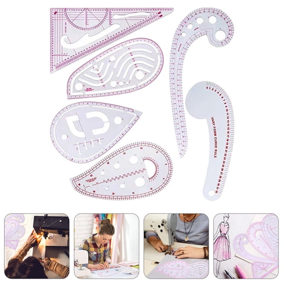 CIMAXIC 6-Piece Clear Plastic Sewing Ruler Set for Fabric Measuring, Crafting, Quilting, and Patchwork Projects