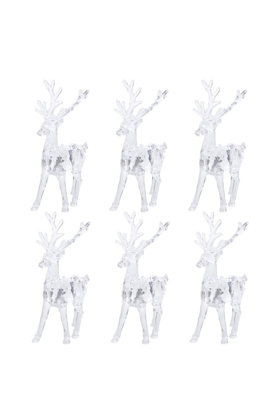 Festive Reindeer Ornaments Transparent Acrylic Home Decor Cimaxic 6Pcs