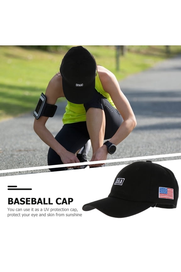 Fashion Baseball Hat Black Color with Independence Day Flag Embroidery for Wearing