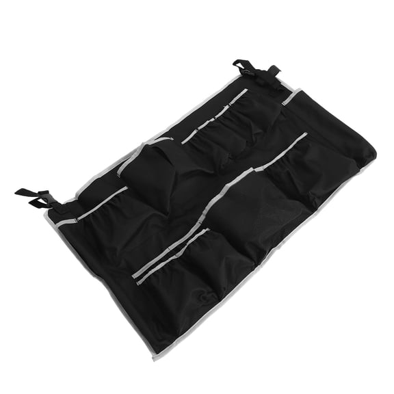 CIMAXIC Black Adjustable Trash Can Storage Pouch with Hanging Hook and Multipocket Design for Cleaning Essentials