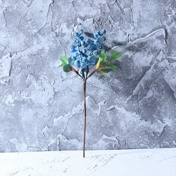 CIMAXIC Artificial Blueberry Stems Fake Berries For Crafts Decoration 1Pack